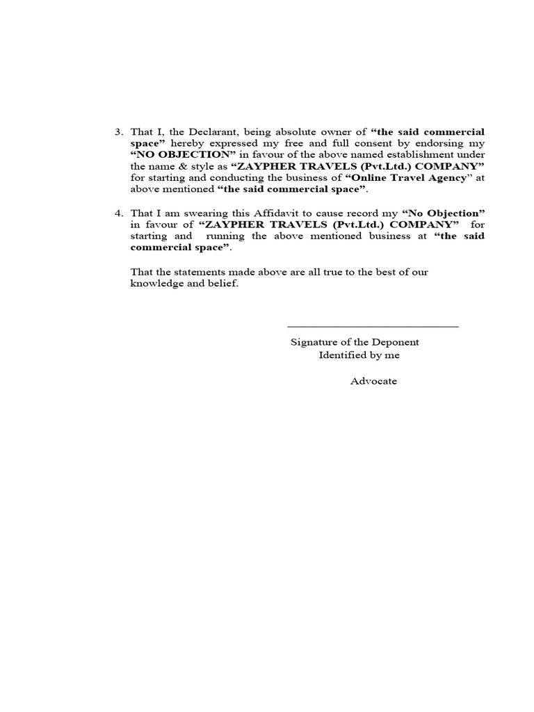Declaration of No Objection by Affidavit by Goutam Bagchi Page 2 | PDF