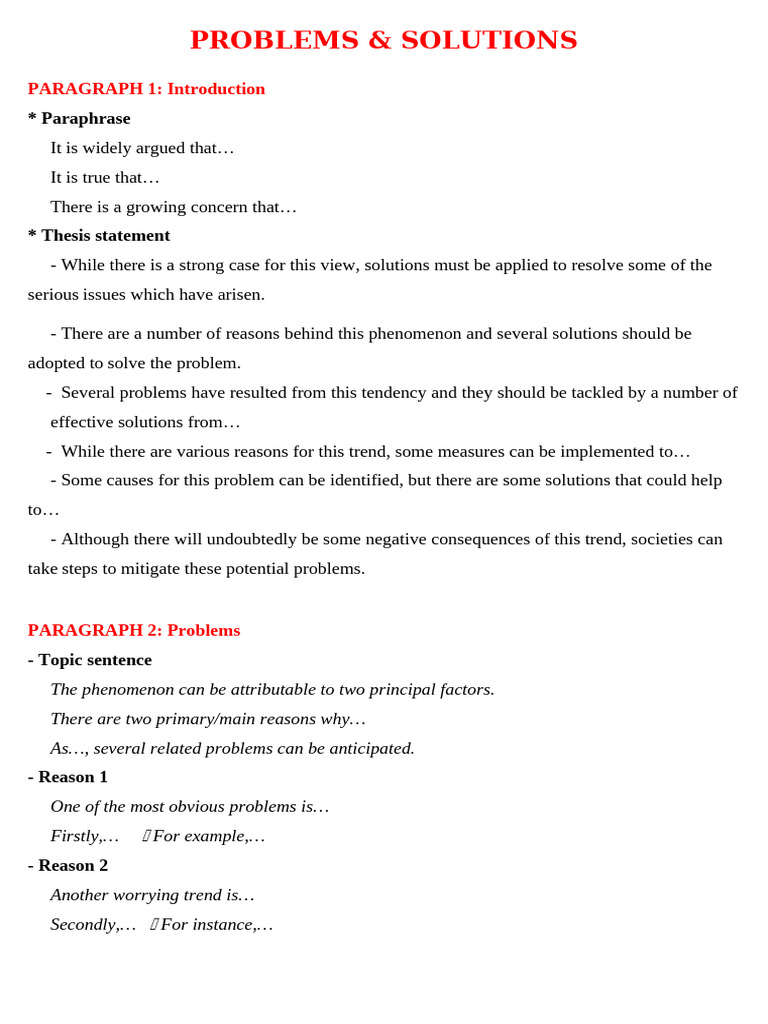 Template - Problems & Solutions - Essays | PDF | Cognition