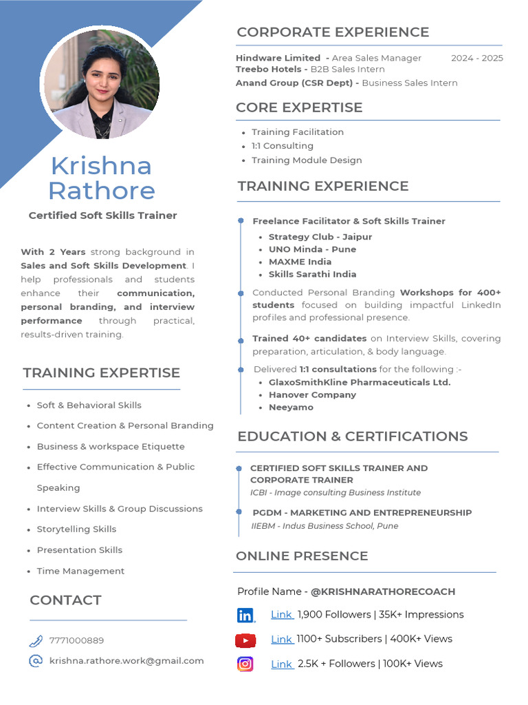 Krishna Rathore - Trainer Profile (2) | PDF | Mass Media | Marketing