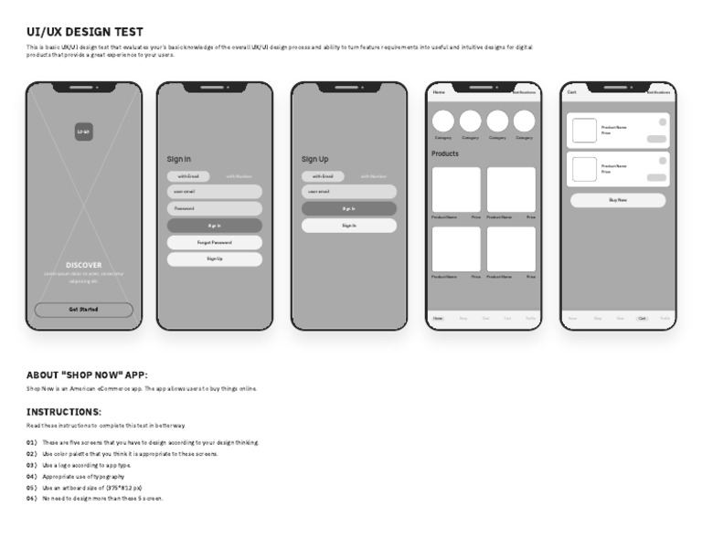 Trainee UI UX Designer - Online Test | PDF