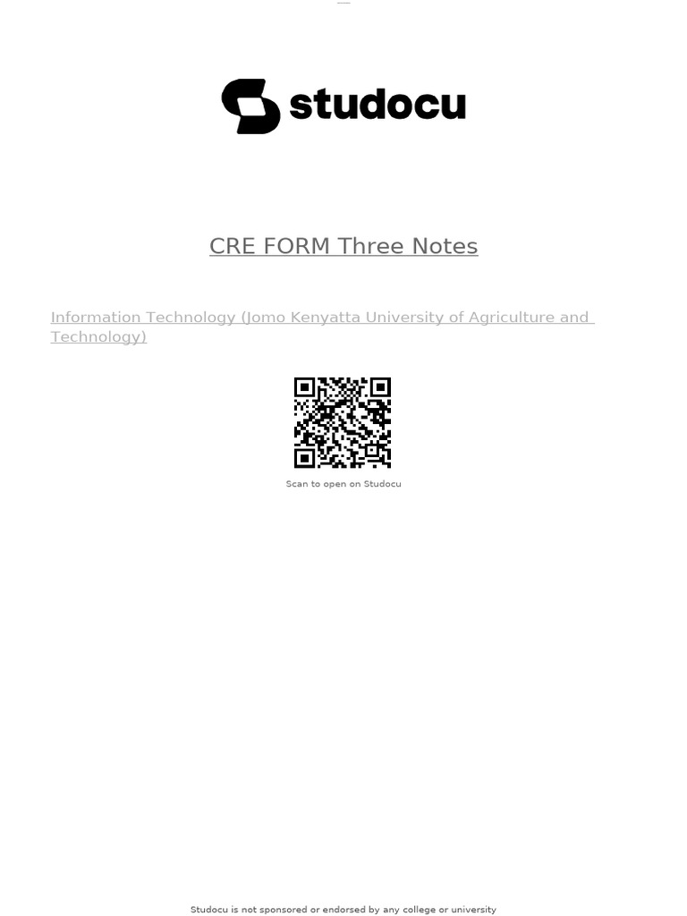 Cre Form Three Comprehensive Study Notes Key Concepts | PDF | Nevi'im ...