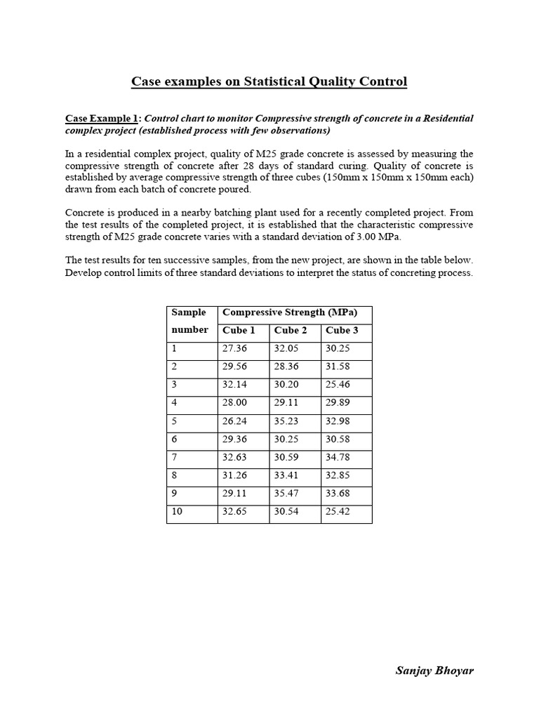CQM Case Examples SQC | PDF | Concrete | Standard Deviation