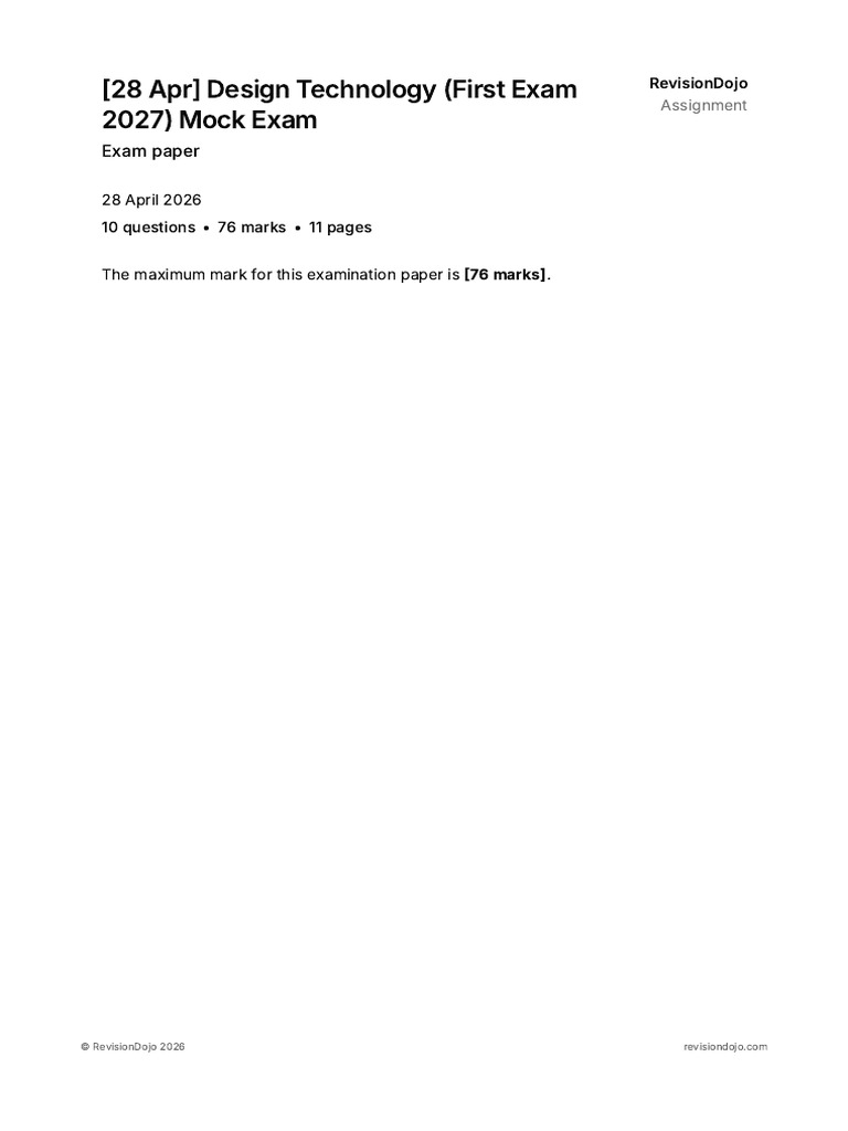 [28 Apr] Design Technology (First Exam 2027) Mock Exam Copy | PDF ...