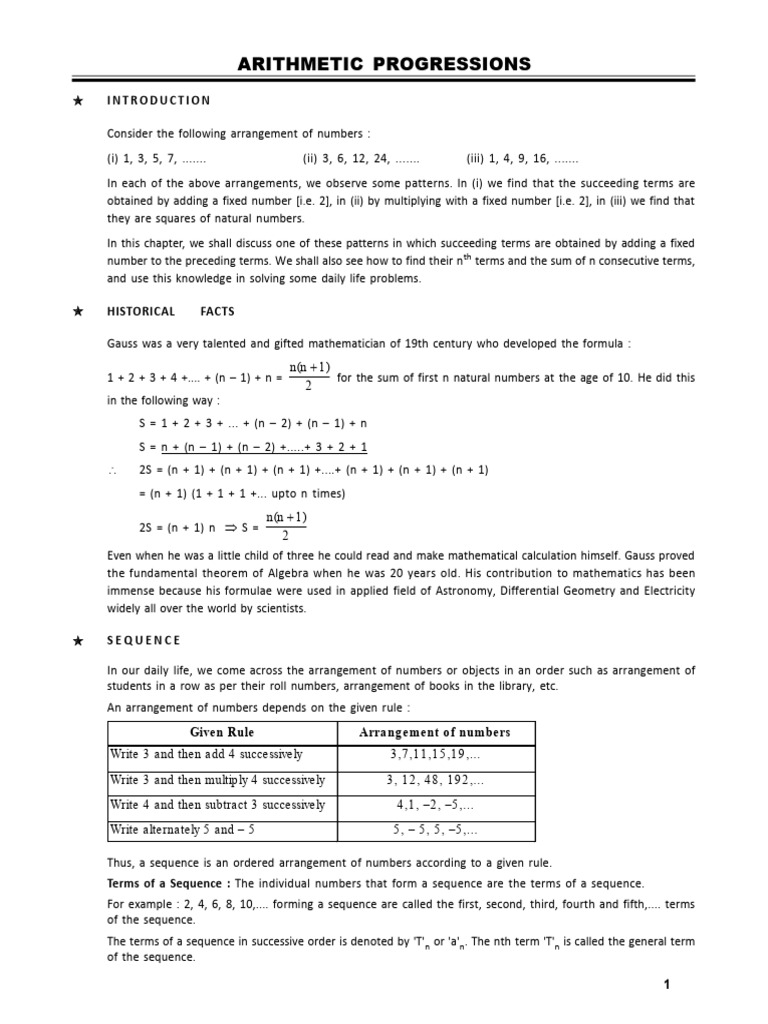 9. Arithematic Progression | PDF | Numbers | Sequence