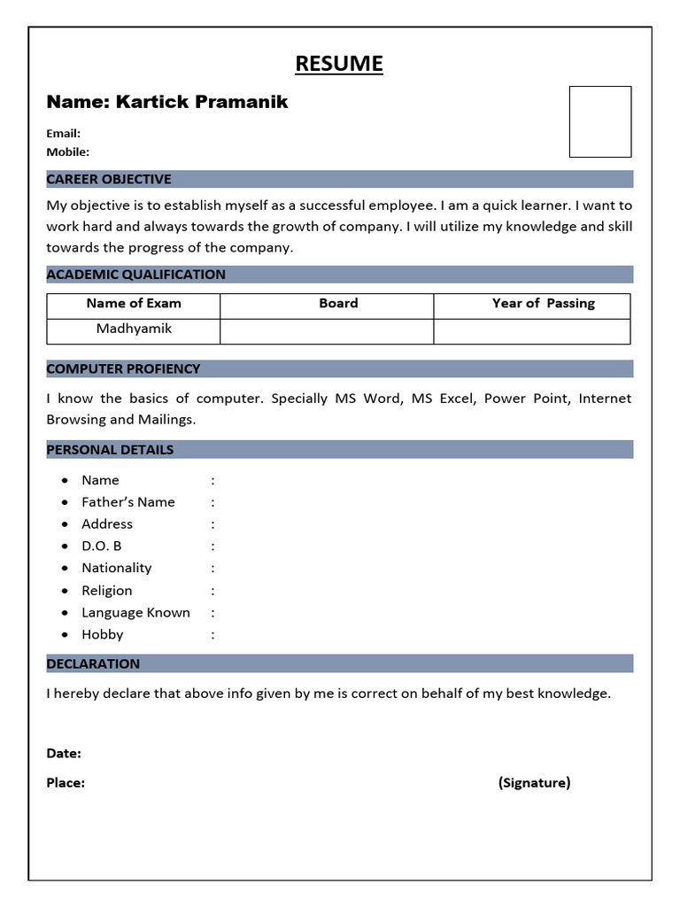 Resume Format | PDF