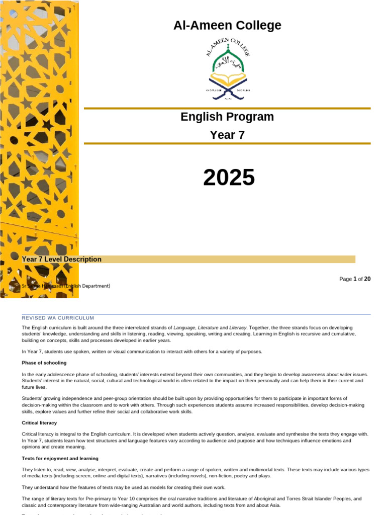 Year 7 SCSA_Literacy FOCUS_2025_Final Program_ High School | PDF ...