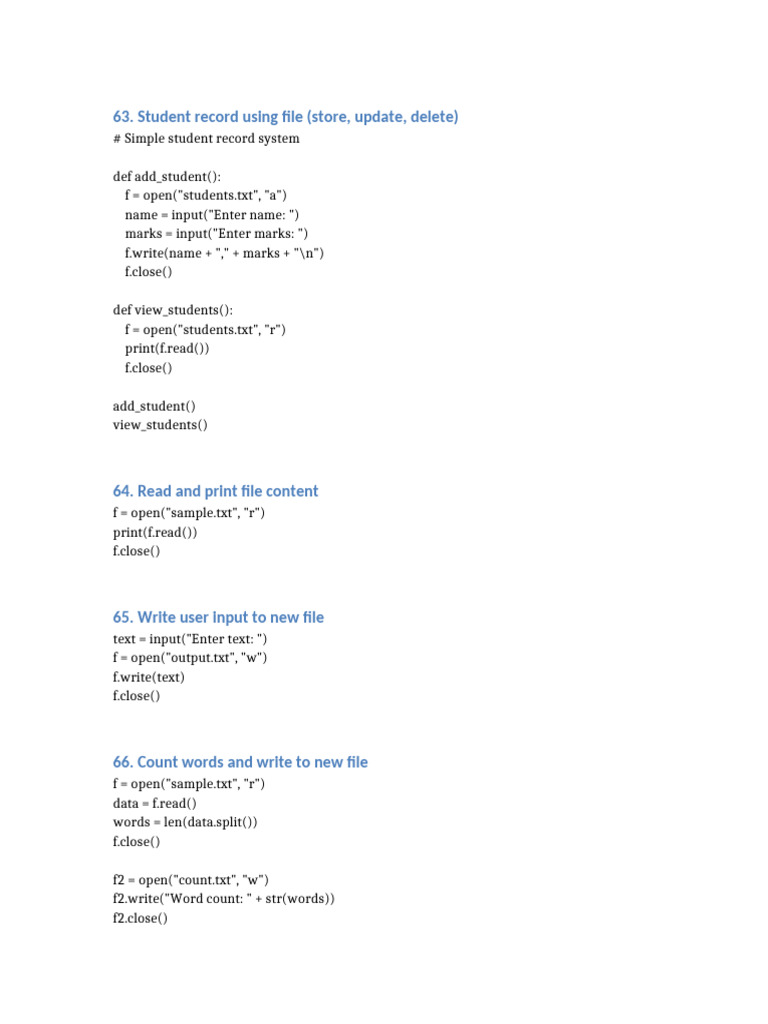 Python Assignment 63 to 72 | PDF