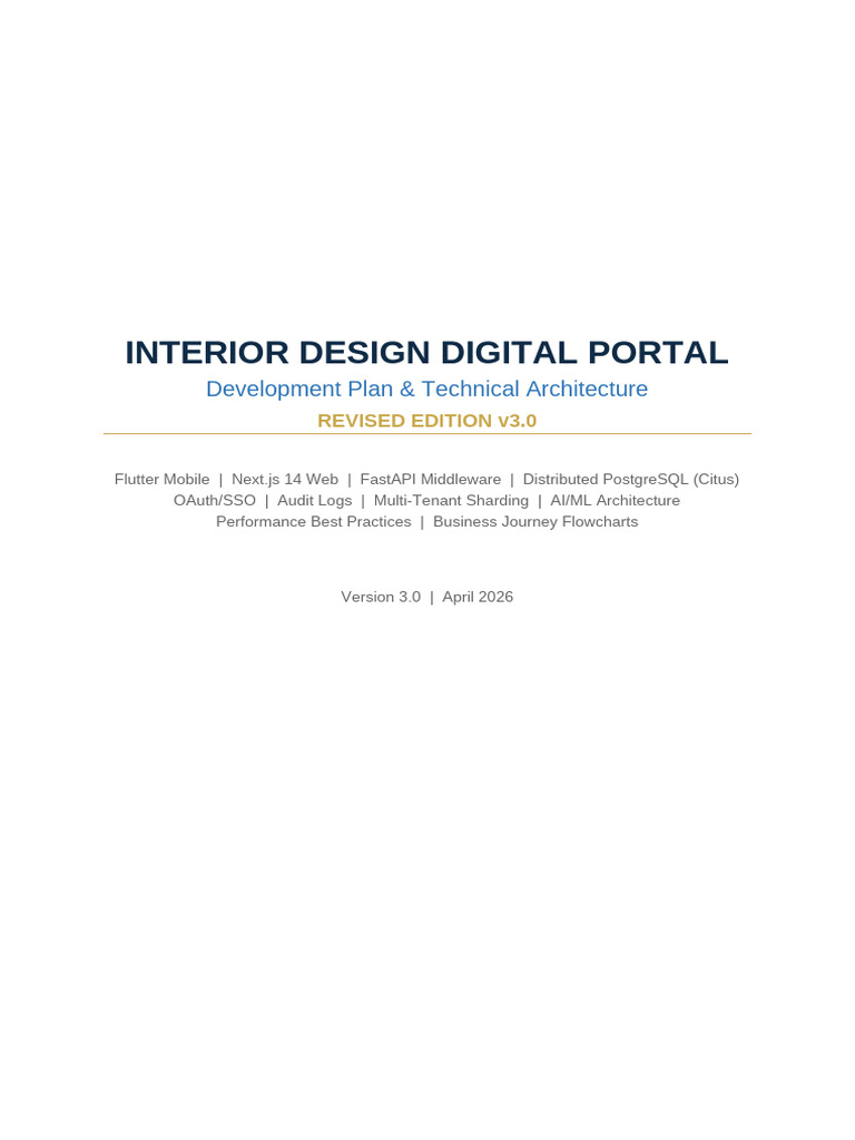 Interior Design Portal Development Plan v3 | PDF | Postgre Sql | Databases