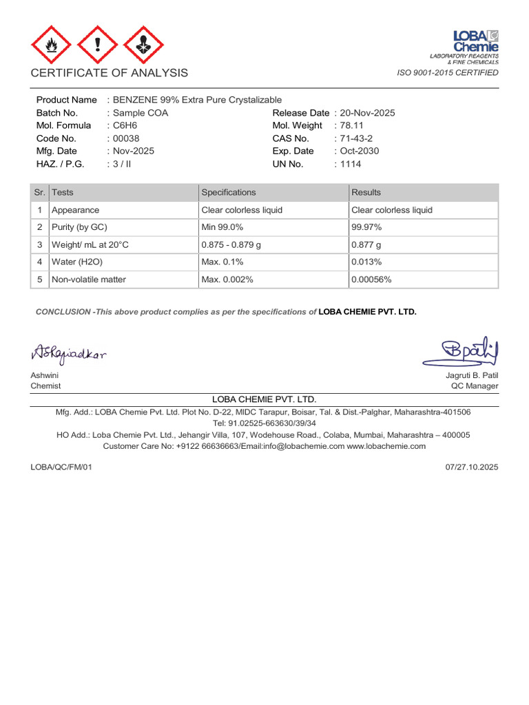 Coa 00038 Sample | PDF