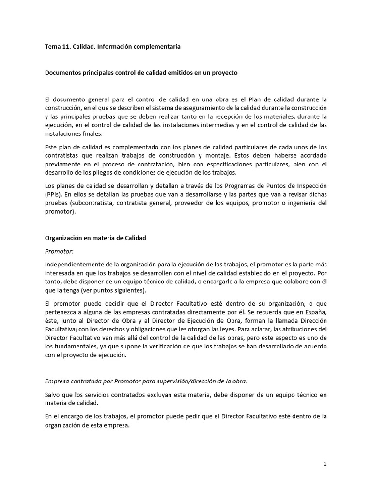 Tema 11. Información Complementaria | PDF | Calidad (comercial ...