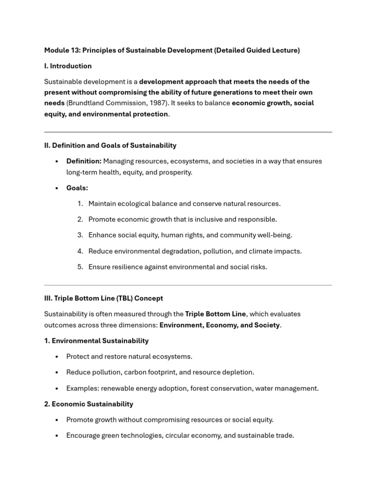 13. Principles of Sustainable Development | PDF | Sustainability ...