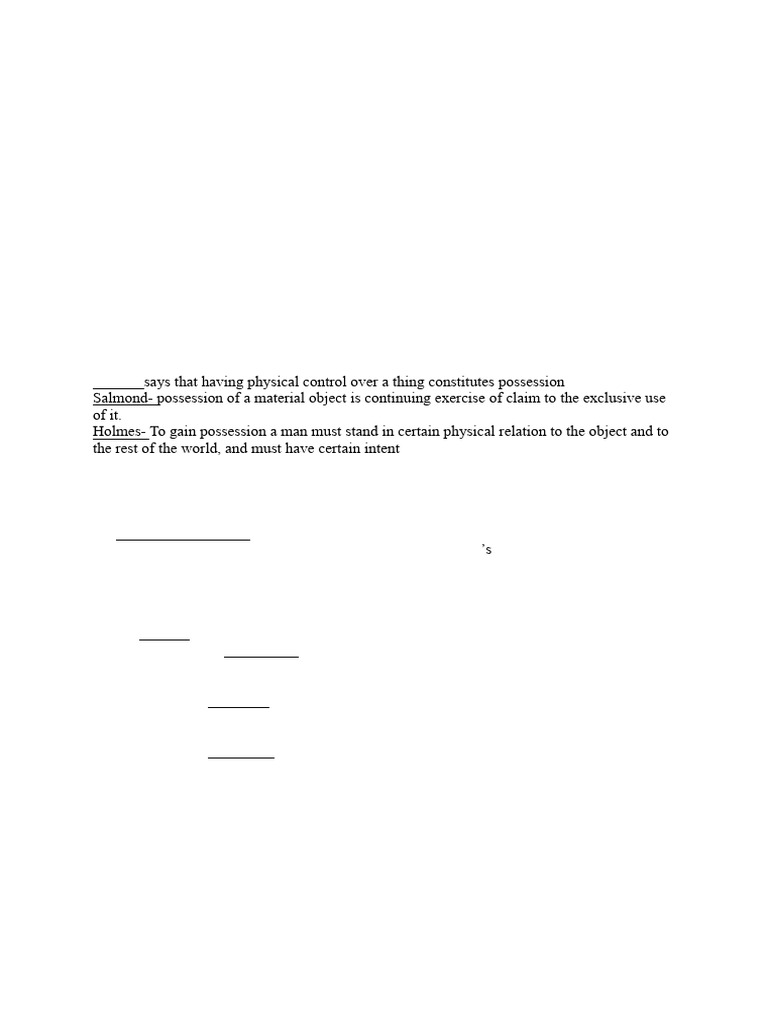 Possession | PDF | Possession (Law) | Common Law