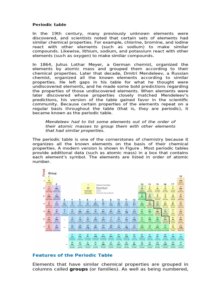 Periodic Table Description and Uses | PDF