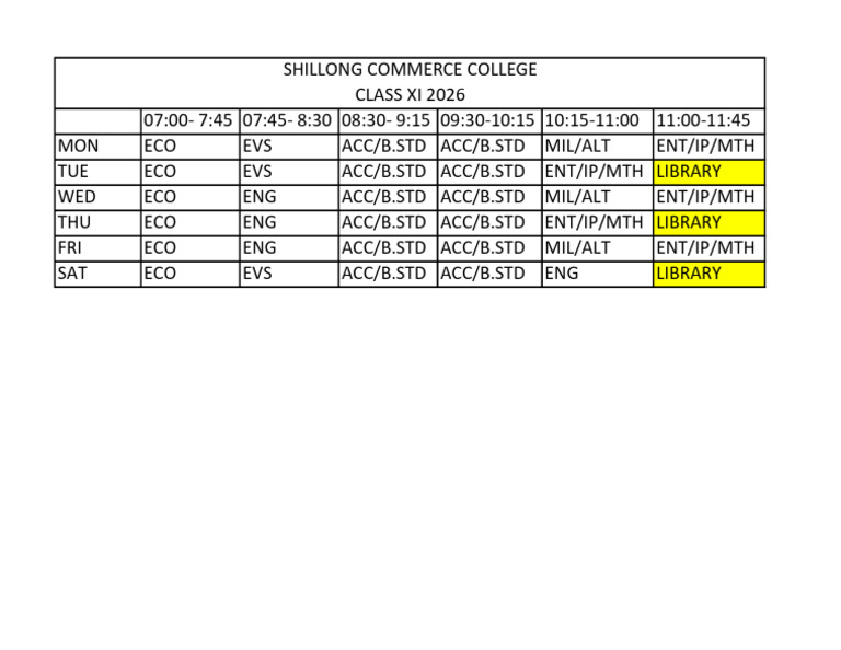 Class Xi Routine Morning 2026 | PDF