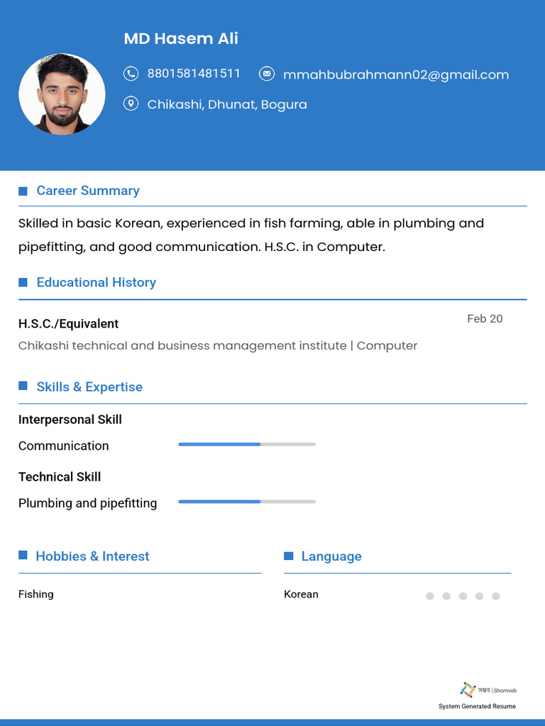 Created CV MD Hasem Ali | PDF