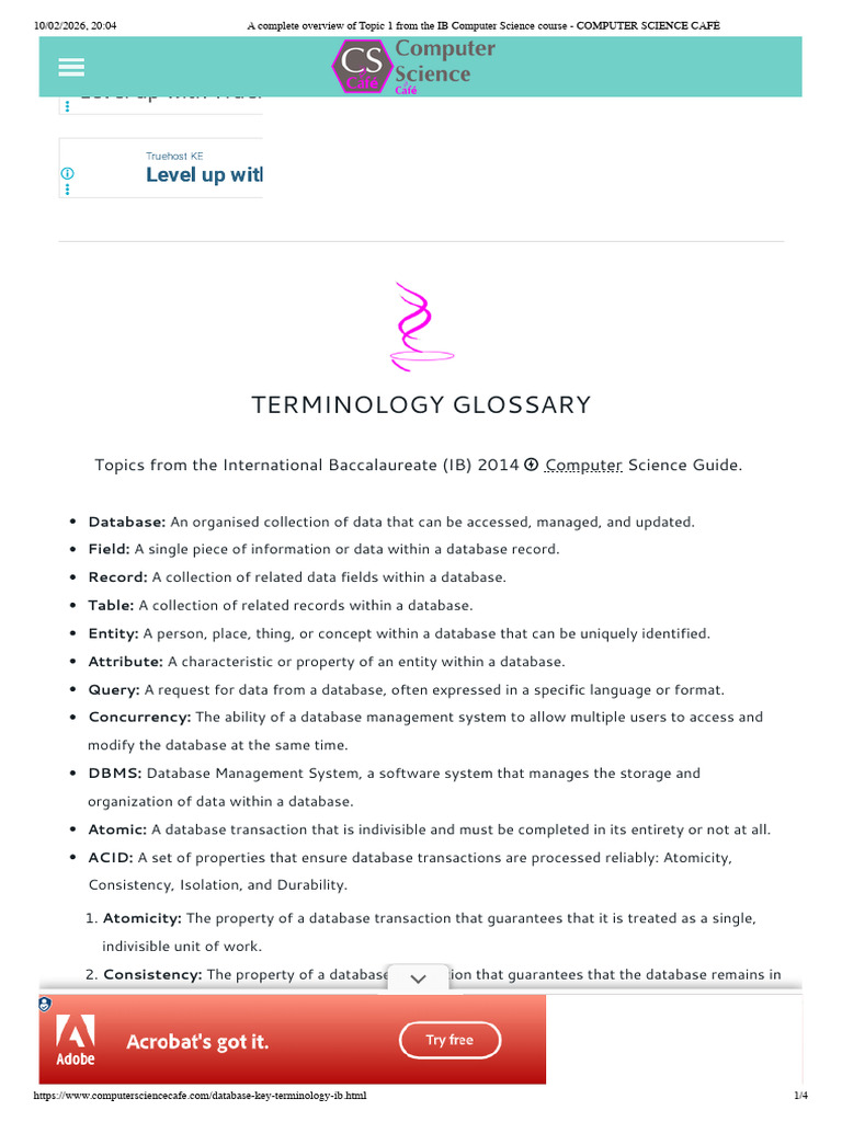 Database Key Terminologies | PDF