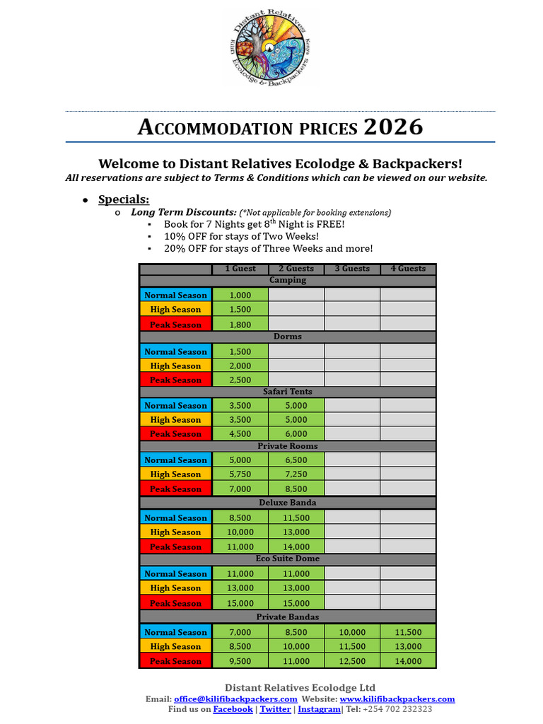 - Accommodation Rates 2026.Docx | PDF