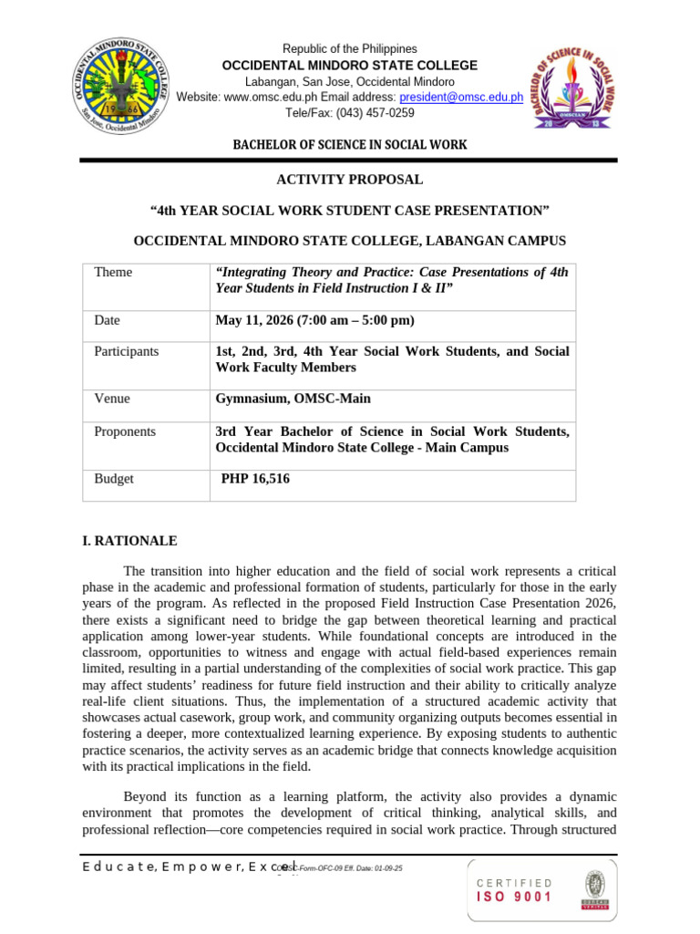 Case Presentation Activity Proposal 1 | PDF | Social Work | Learning