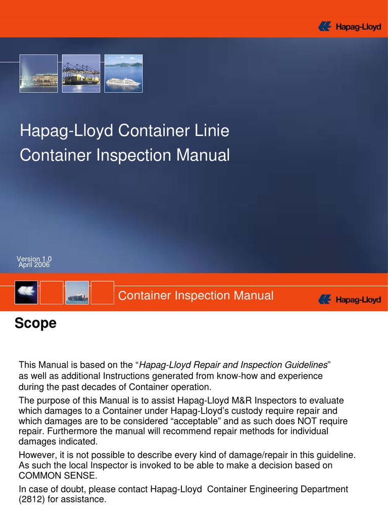 Hapag-Lloyd Container Inspection Manual | PDF | Screw | Door
