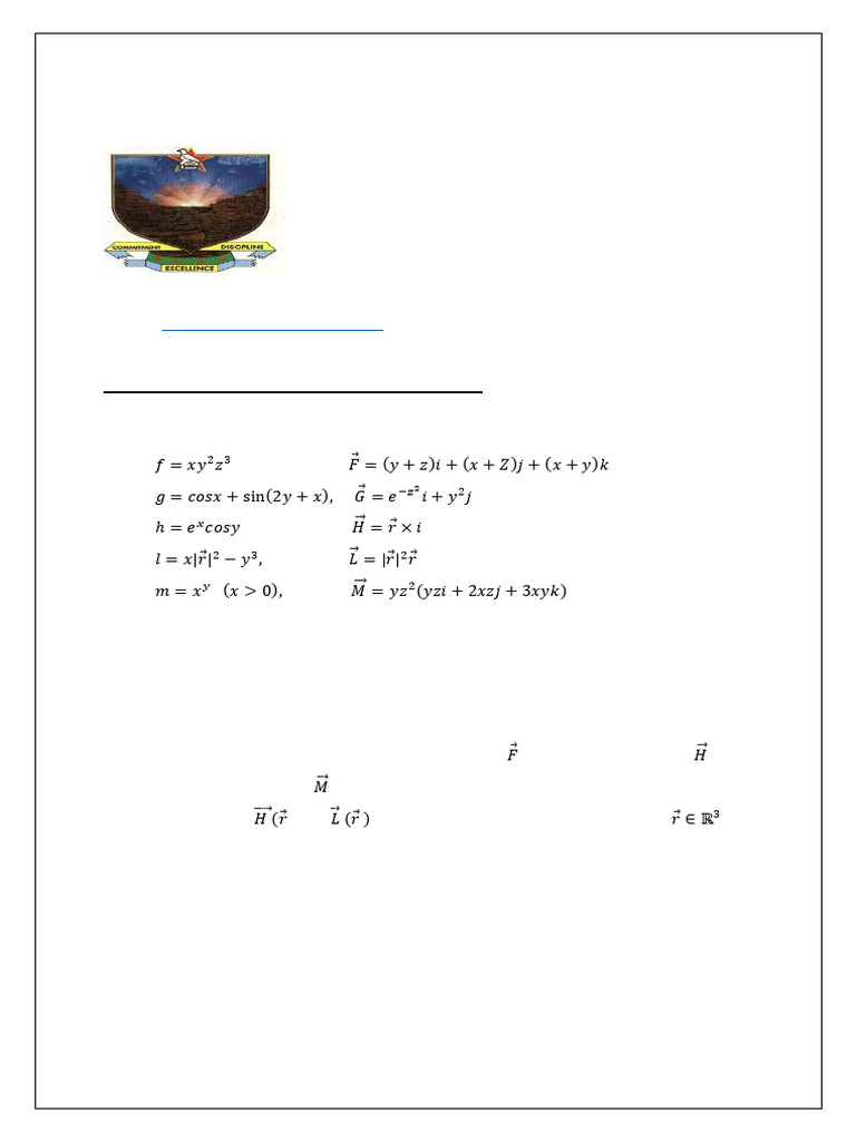 Vector Calculus (Mt304) Worksheet 1. | PDF
