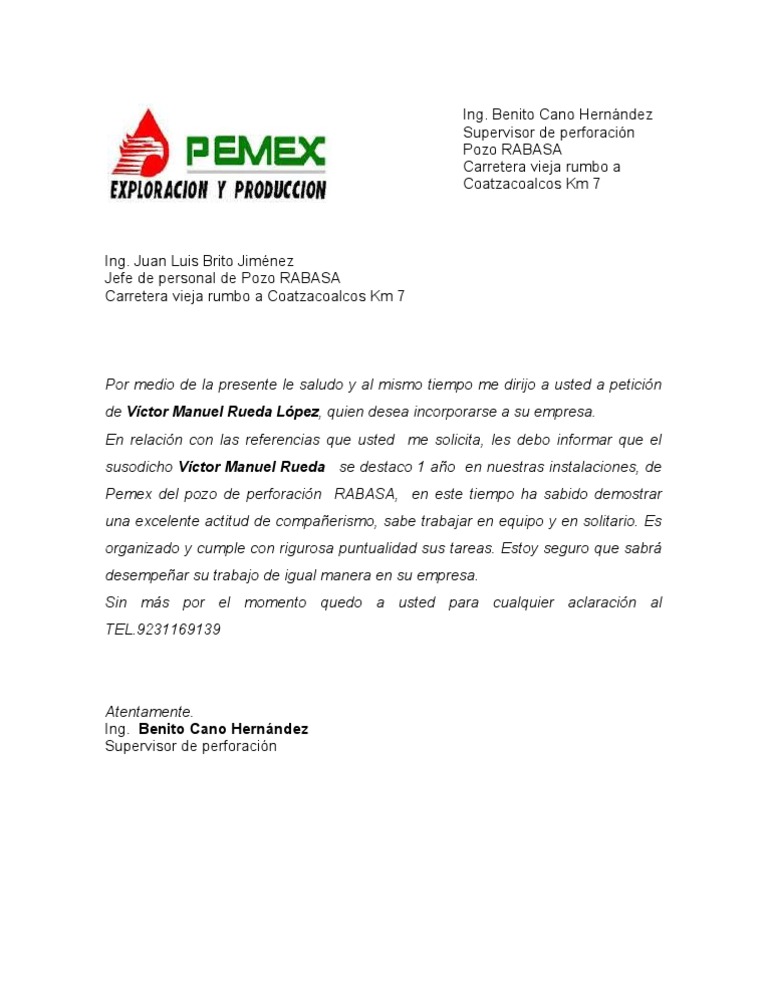 Carta Recomendacion