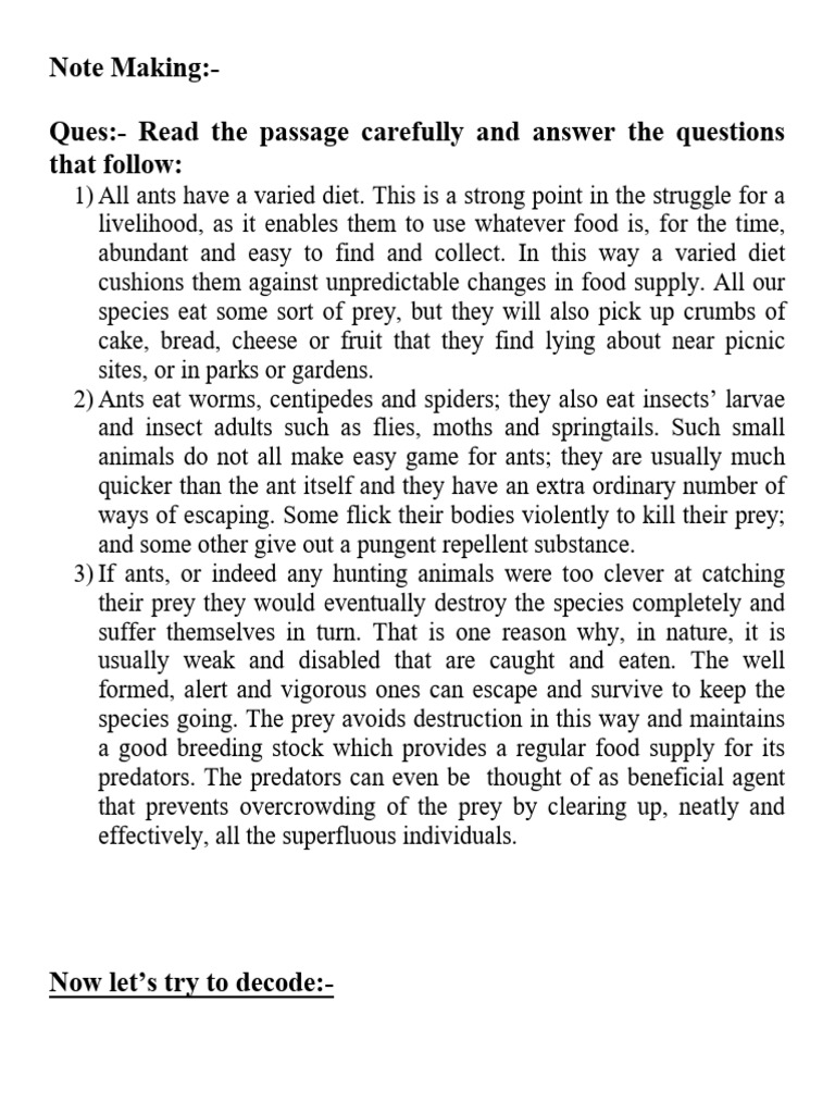 Note Making Examples | PDF | Predation | Foods