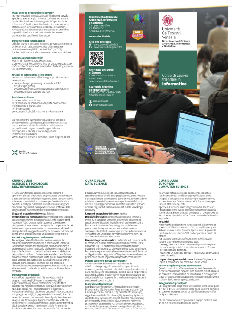 Brochure Facoltà Informatica | PDF