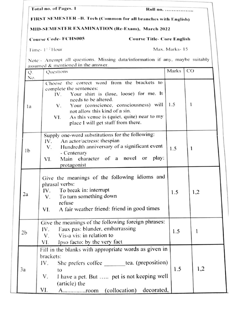 MSE Prev Year Question Paper (1) | PDF