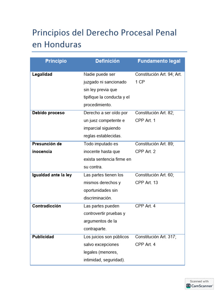 Principios Derecho Procesal Penal Hondur | PDF | Debido al proceso ...