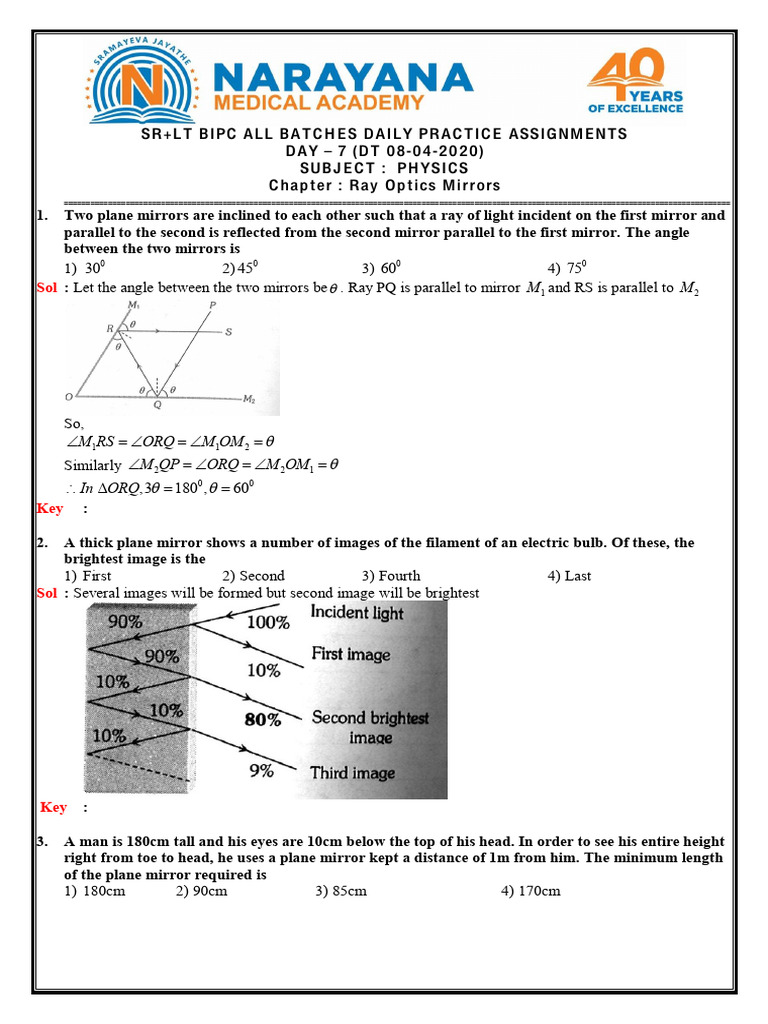 Ray Optics Mirrors | PDF | Electromagnetic Radiation | Glass ...