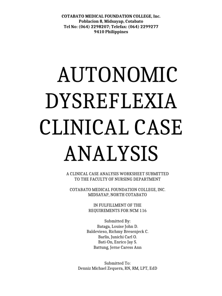 Autonomic Dysreflexia Clinical Case Analysis | PDF | Spinal Cord Injury ...
