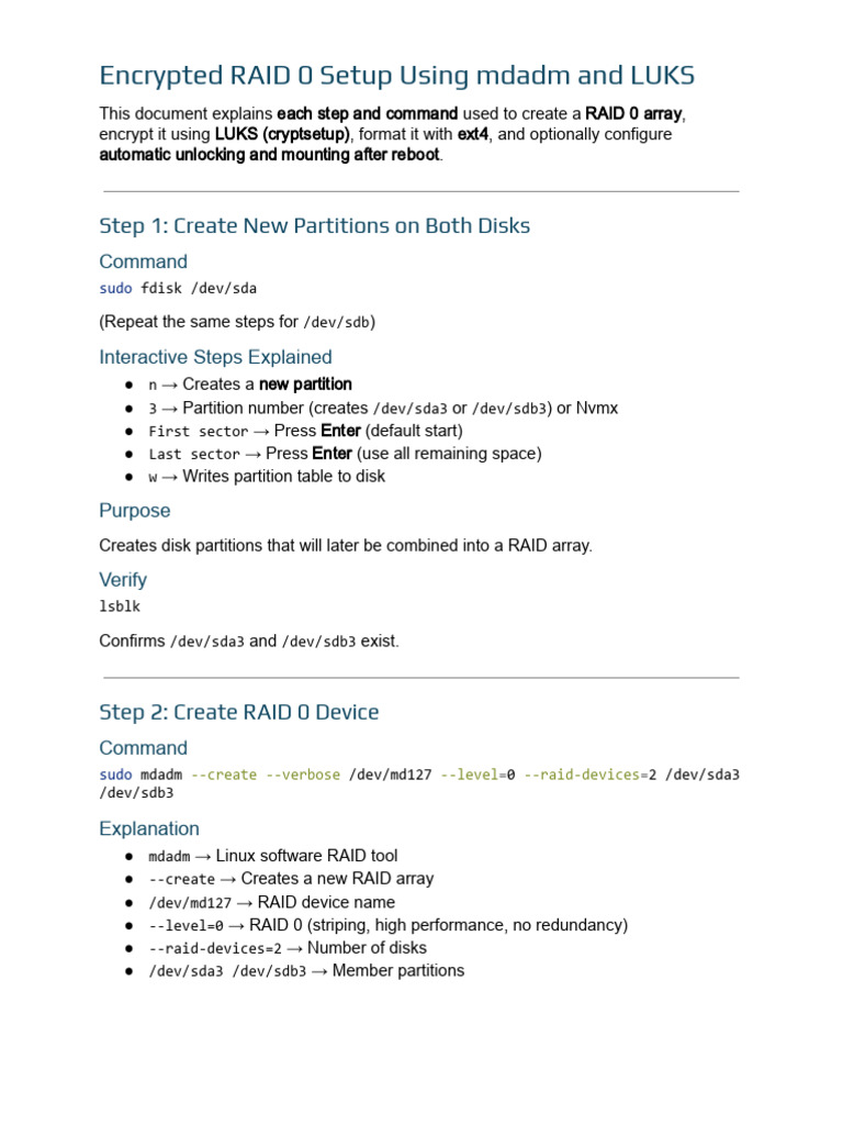 Encrypted Raid 0 Setup Documentation | PDF | System Software | Utility ...