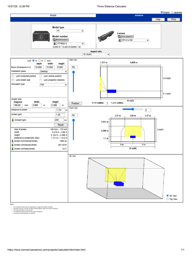 Throw Distance Calculator | PDF | Length | Light