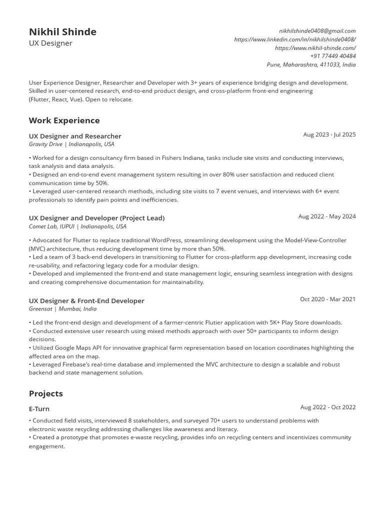Nikhil Shinde UX Designer Resume | PDF | Computing | Computer Science