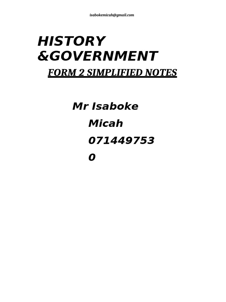 Latest Form 2 History Notes | PDF