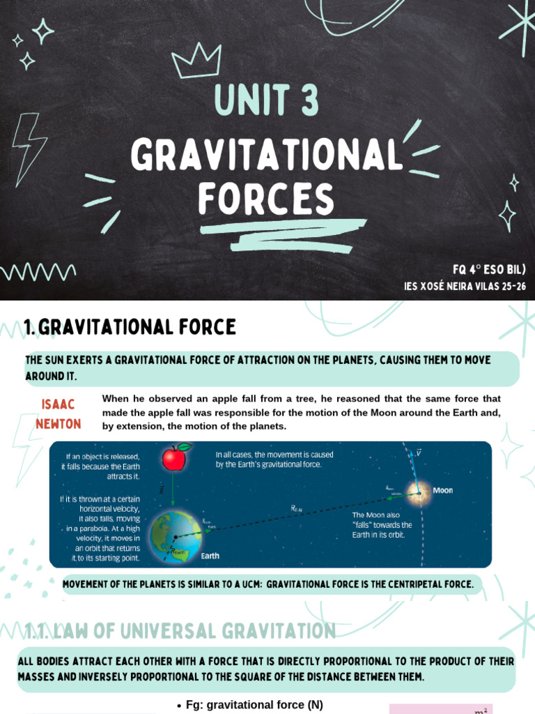 Unit 3-Gravitational Force | PDF | Newton's Law Of Universal ...
