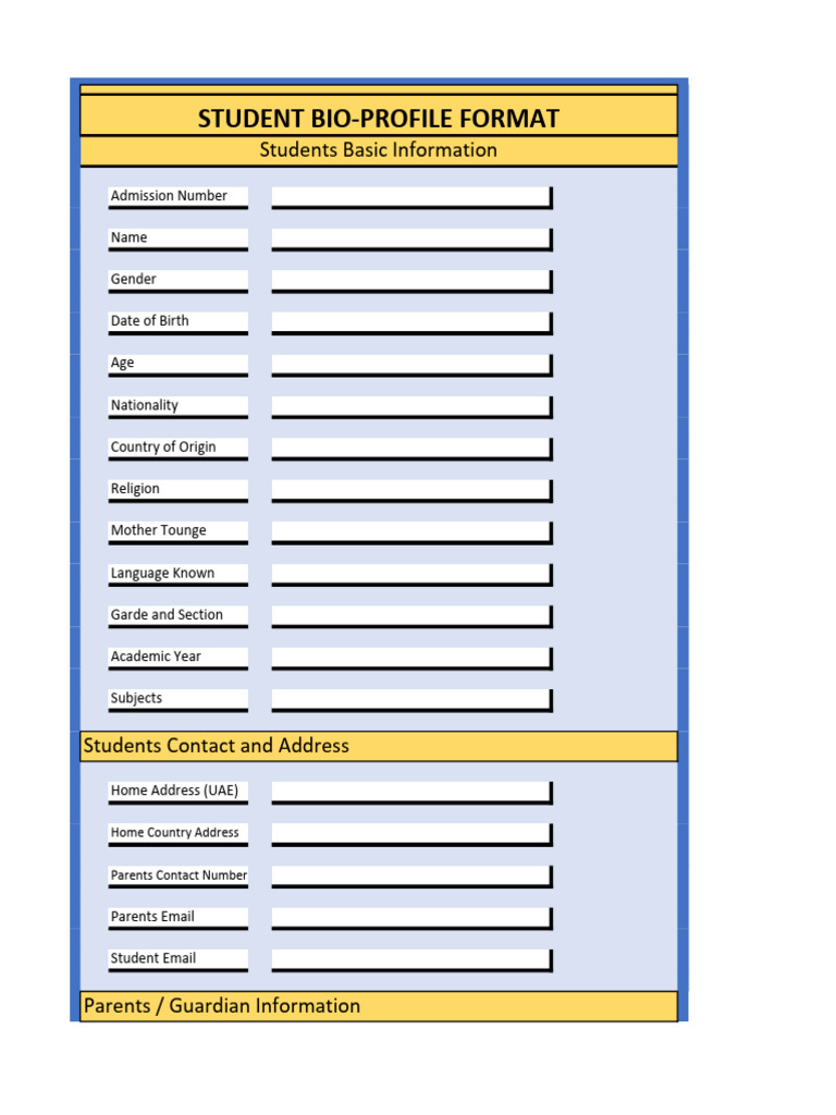 Students Bio_Profile Form | PDF
