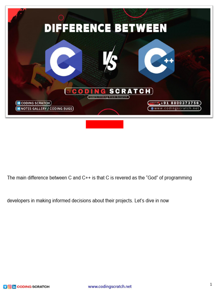 Difference Between c and c++ | PDF | C++ | Programming Language