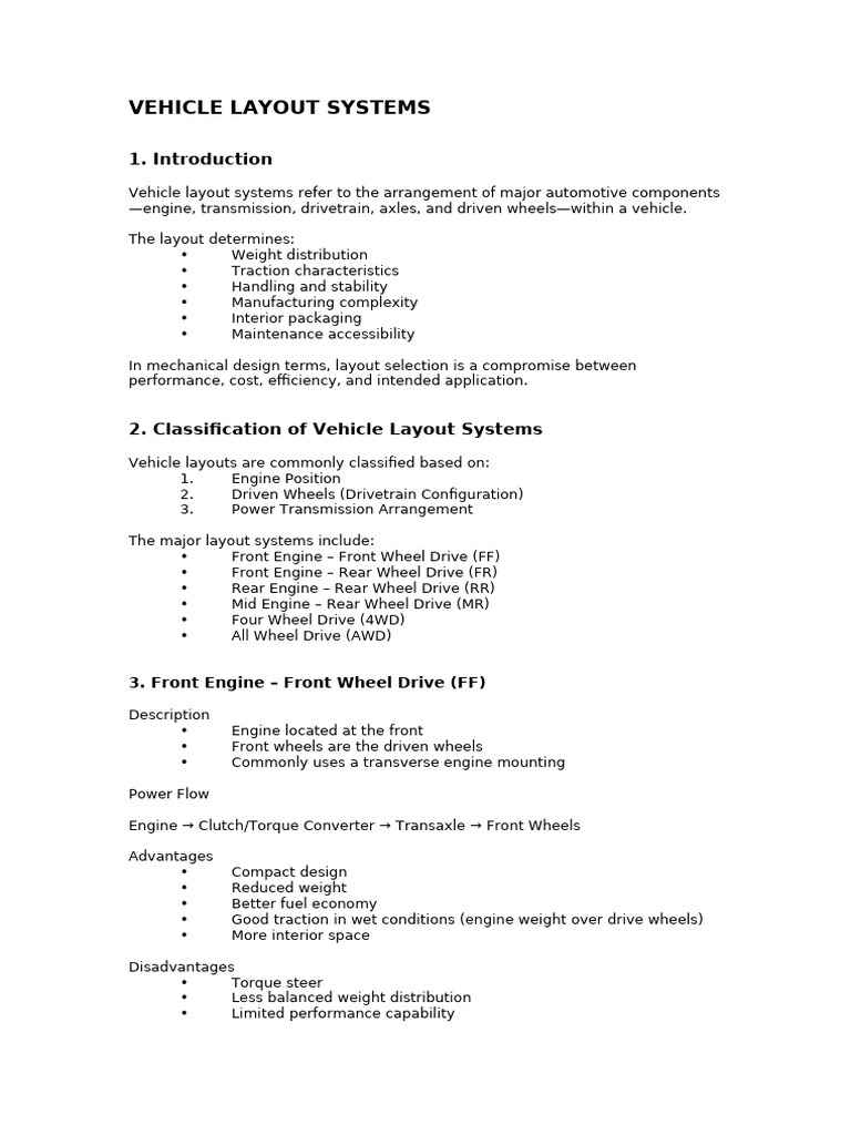 Vehicle Layout Systems 1 | PDF | Four Wheel Drive | Machines