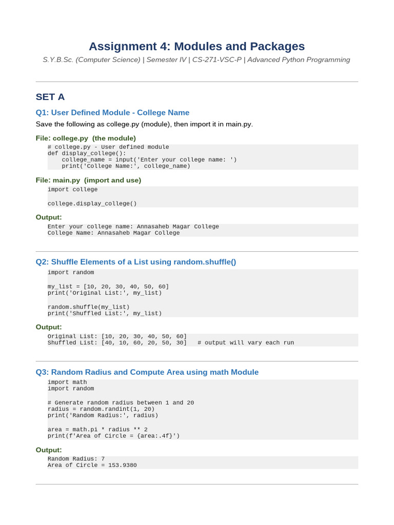 Assignment4 Modules Packages | PDF | Playing Cards | Directory (Computing)