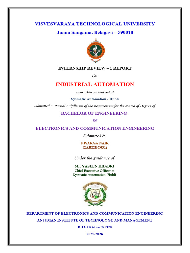 Internship Review 1 FRONT PAGE | PDF