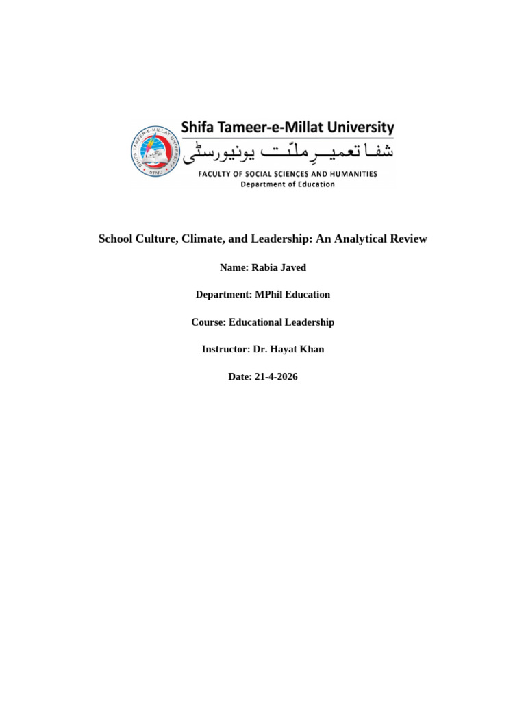 School Culture and Climate | PDF | Leadership | Motivation