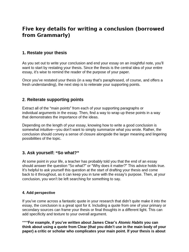 5 Key Details for Writing a Conclusion (2) | PDF