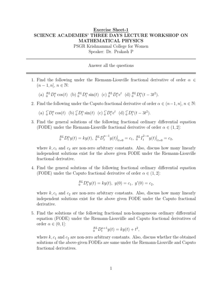 Exercise Sheet 1 | PDF