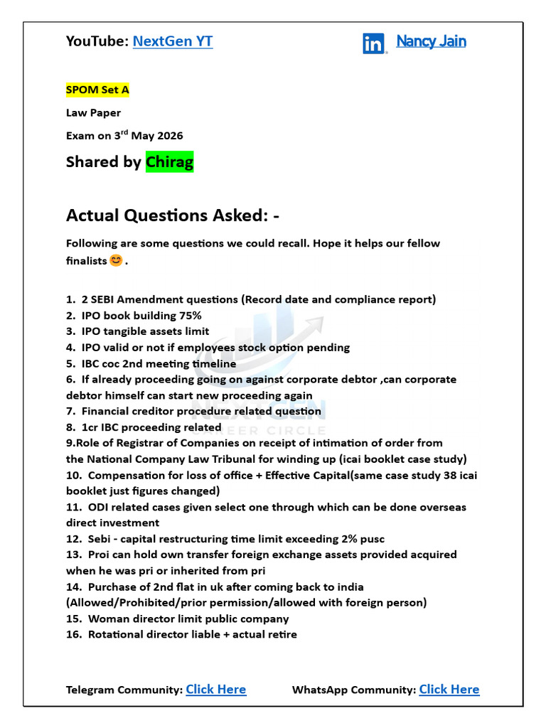 SPOM SET a _ Exam Questions 3 May 2026 | PDF