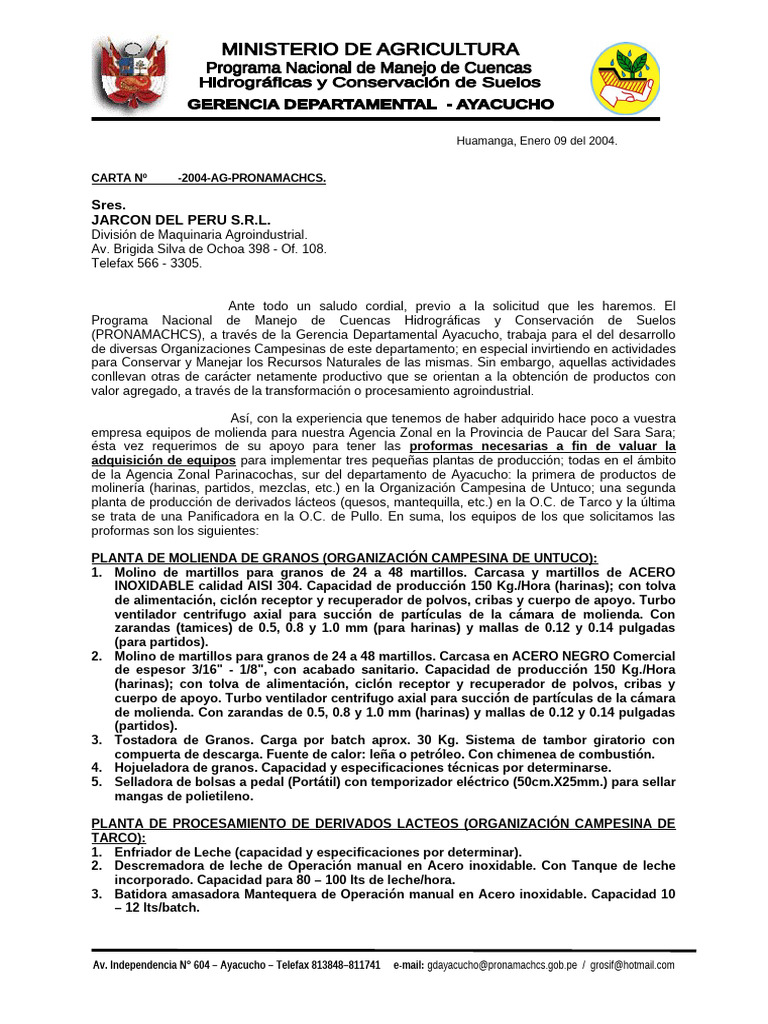 Carta Secador JARCON | PDF
