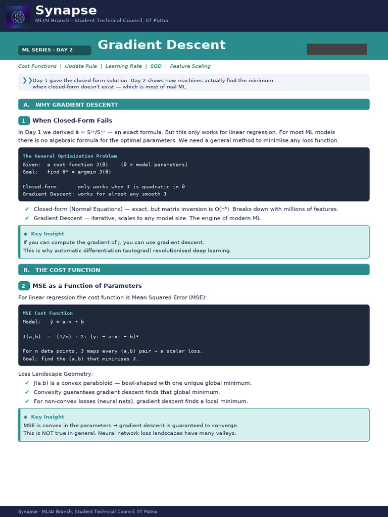 Synapse Ml Day2 Gradient Descent (1) | PDF | Loss Function | Mean ...