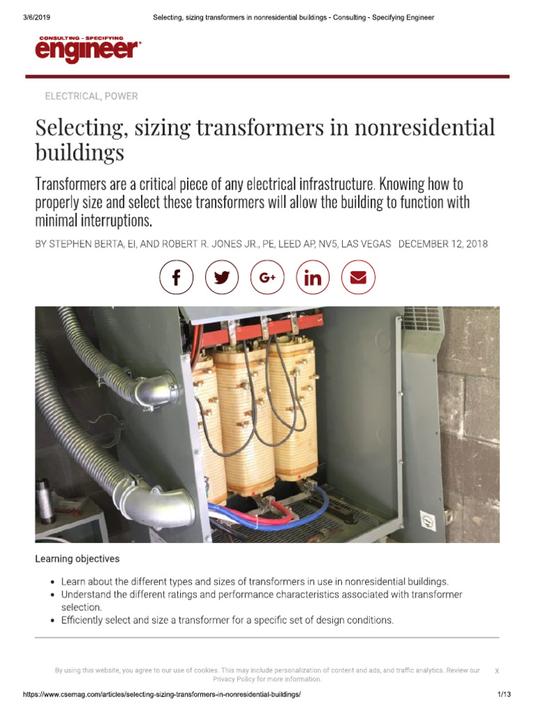 Selecting, Sizing Transformers in Nonresidential Buildings | PDF