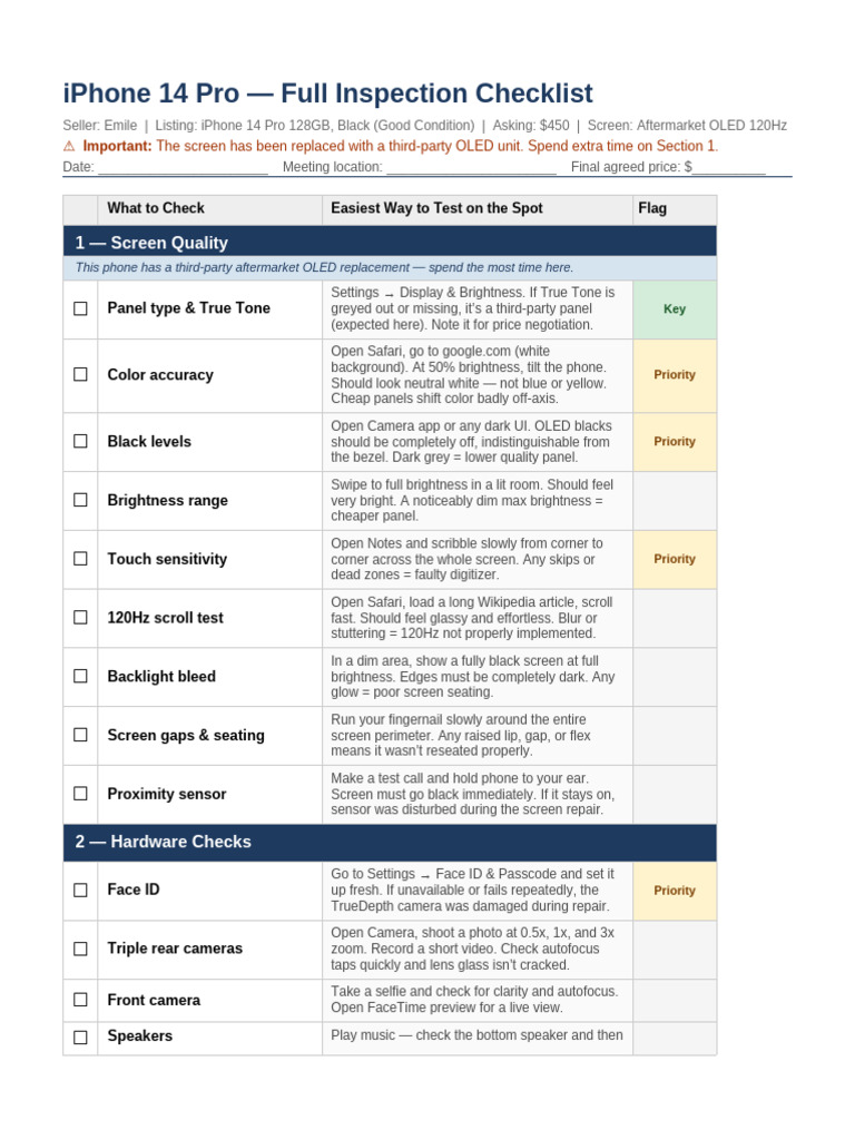 Iphone14pro Checklist v2 | PDF | Ios | I Phone