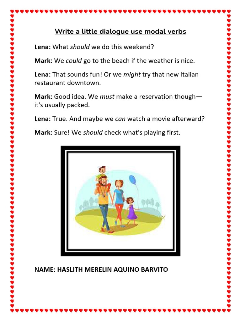 Write a Little Dialogue Use Modal Verbs HASLITH MERELIN AQUINO BARVITO ...
